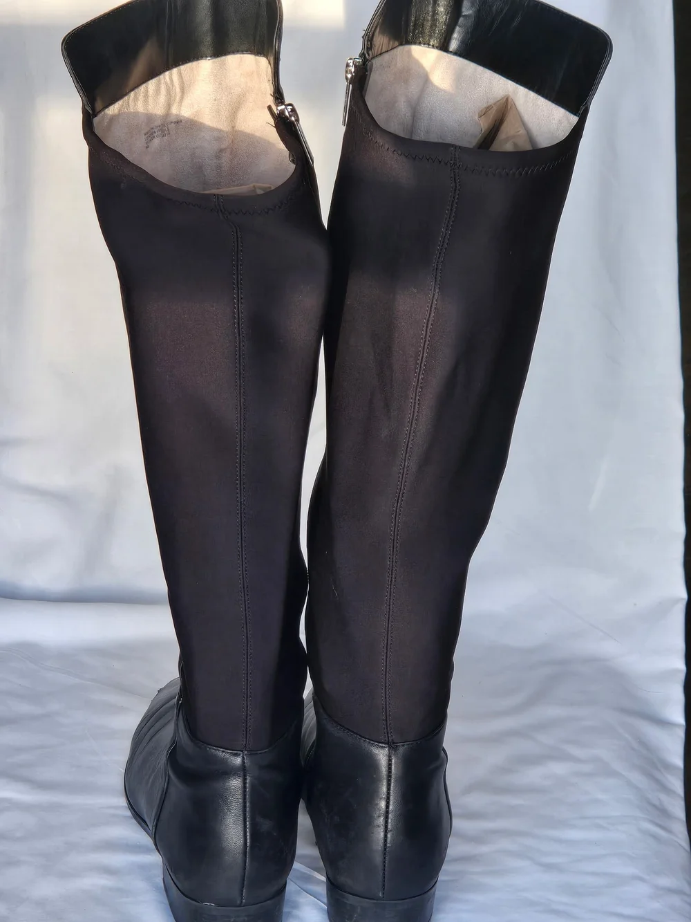 Michael Kors Black Leather & Dark Stretch Over-the-Knee Boots